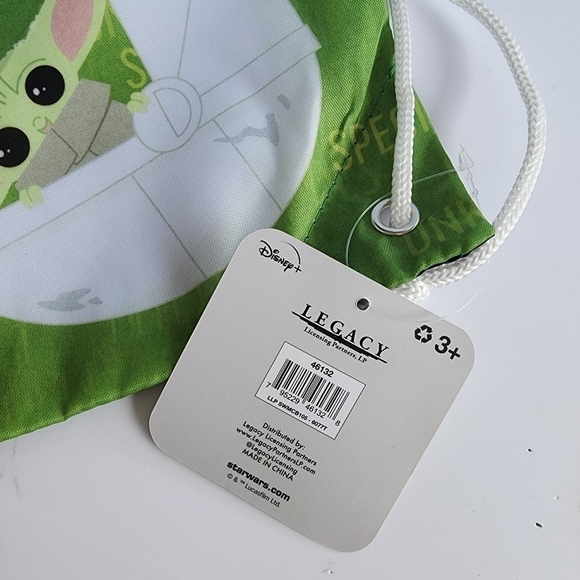 NWT Star Wars Baby‎ Yoda Mandalorian Drawstring Green Backpack Tote Bag - Picture 5 of 9